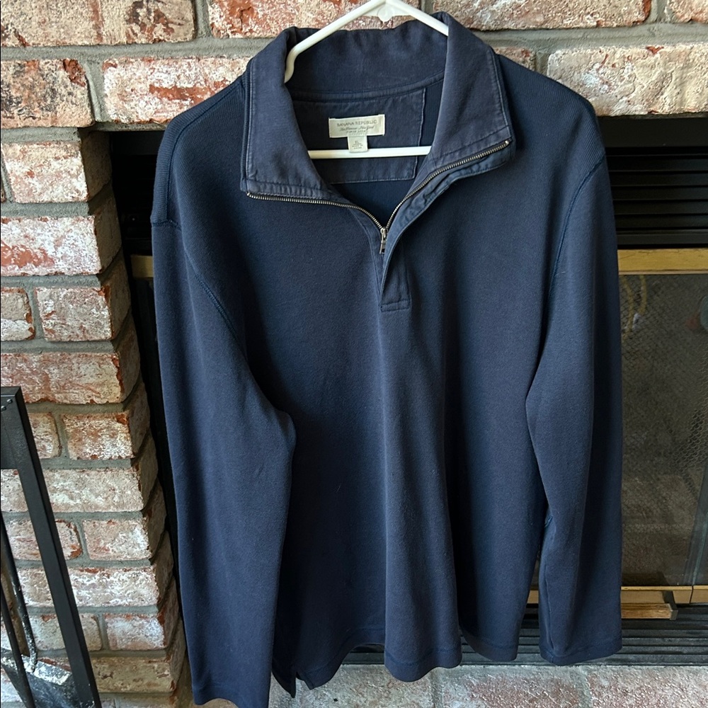 Banana Republic 1/4 Zip Pullover Sweater Elbow Patches Long Sleeve Men’s Size XL